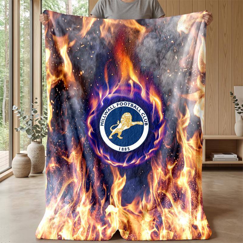 Millwall Football Print Flannel Blanket, Soft Warm Lightweight Throw Blanket for Sofa Bed Camping