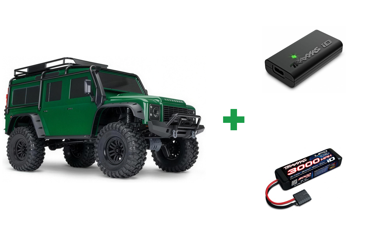 Traxxas 82256-4 TRX-4 Land Rover Defender Clipless RTR - Green / Kompletpakke – alt inkluderet og klar til brug