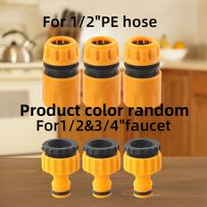 TEMU Set Of 6pcs, Including 3 Sets Of Universal Hose Quick Connectors Measuring 3/4" And 1/2", Complete With Threaded Faucet Adapters For Effective Outdoor Vehicle Maintenance And Garden Watering.