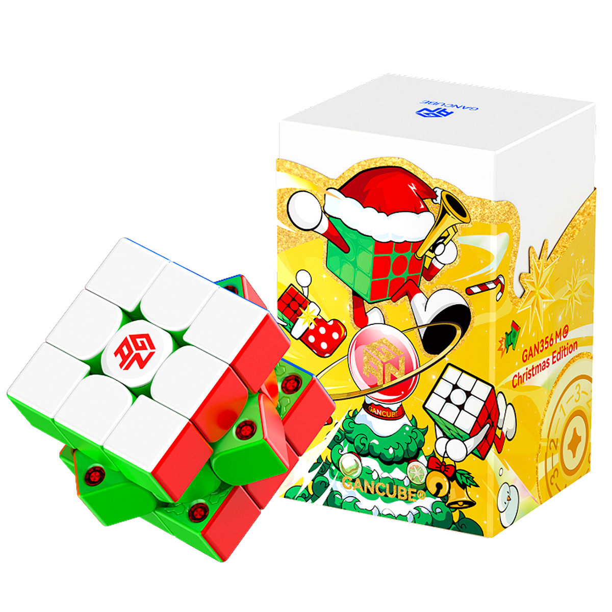 GAN356 M e 3x3 Christmas Edition Speedcube Green Internals - Limited Edition