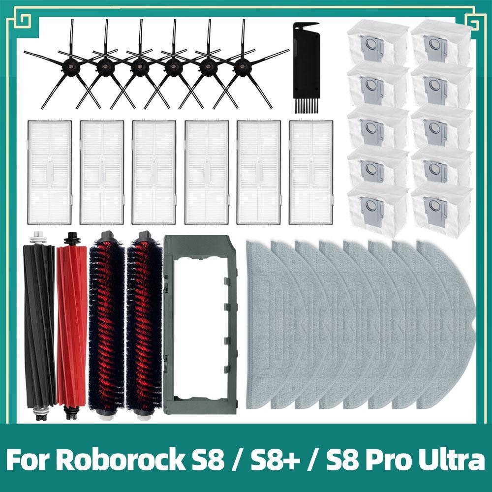 Passar för Roborock S8 S8 Pro Ultra S8+ Robotdammsugare Tillbehör Huvudsidoborste Hepafilter Moppduk Dammbehållare Delar