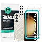 IBYWIND 2-pack skärmskydd för Samsung Galaxy S24+/S24 Plus 5G 6.7"(ej för Samsung Galaxy S24/S24 Ultra 5G),9H hårdhet härdat glas,med 1Pc skydd för kameralinsen,1Pc kolfiberfilm för baksidan
