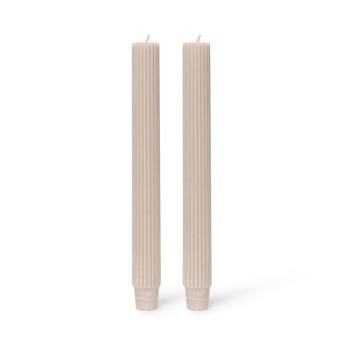 Kronljus Ribbade Stearin 25cm 2-p Beige