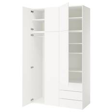 PLATSA garderob med 6 dörrar+3 lådor, vit/Fonnes vit, 140x57x241 cm
