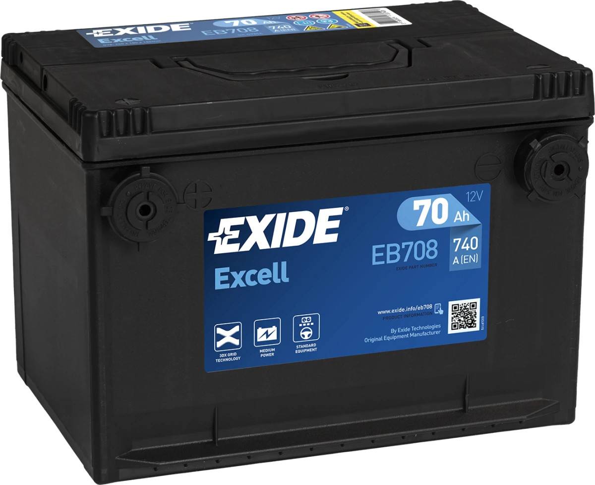 Startbatteri - Exide Excell EB708 - 12V (70ah / 740cca)