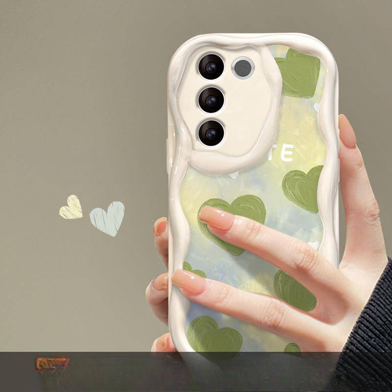 Applicable To Vivos18/17pro Mobile Phone Case X100/90 Green Love Chain Y77/52s Couple Silicone Soft vivo Y73s
