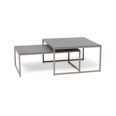 Hillerstorp lounge indskuds haveborde i aluminium og glas - Beige/Grå