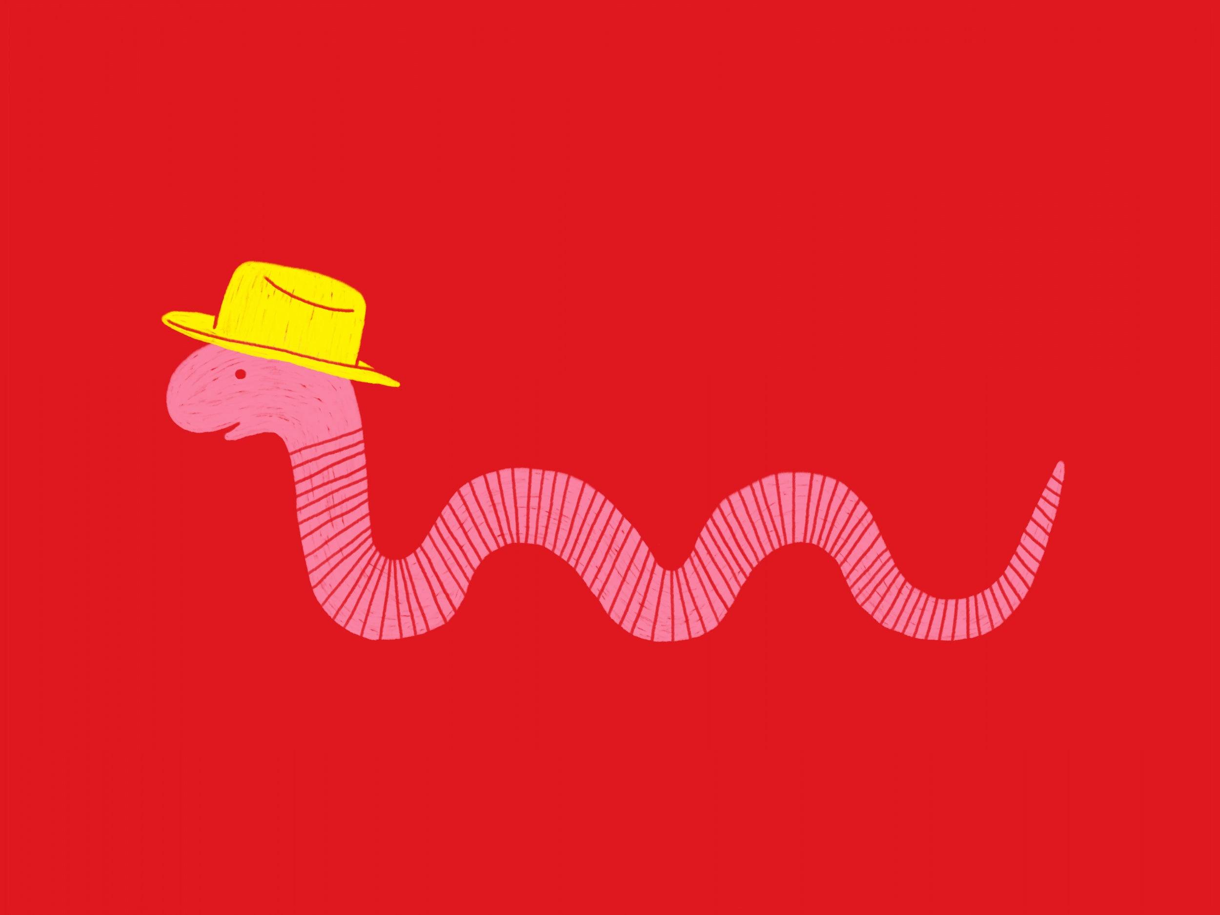 Wiggly Western Worm Poster och Canvastavla - Canvas / 100x70 cm