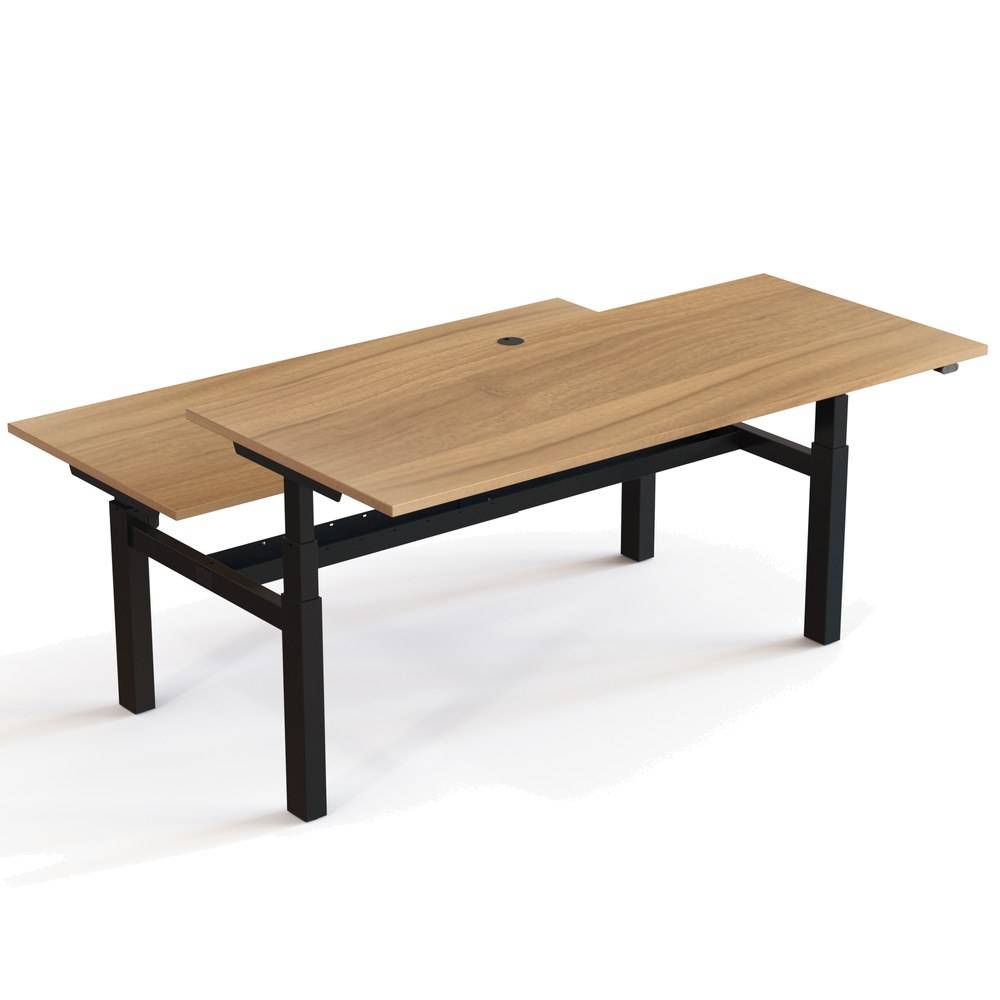ConSet 501-88 Dobbelt hæve-/sænkebord, 180x80 cm, valnød med sort stel.