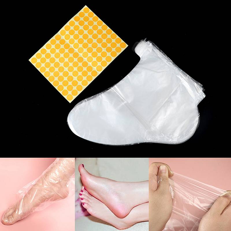100Pcs Clear Plastic Exfoliating Foot Mask Bath Liner Foot Disposable Pedicure Spa Wax Cover Bag Sock