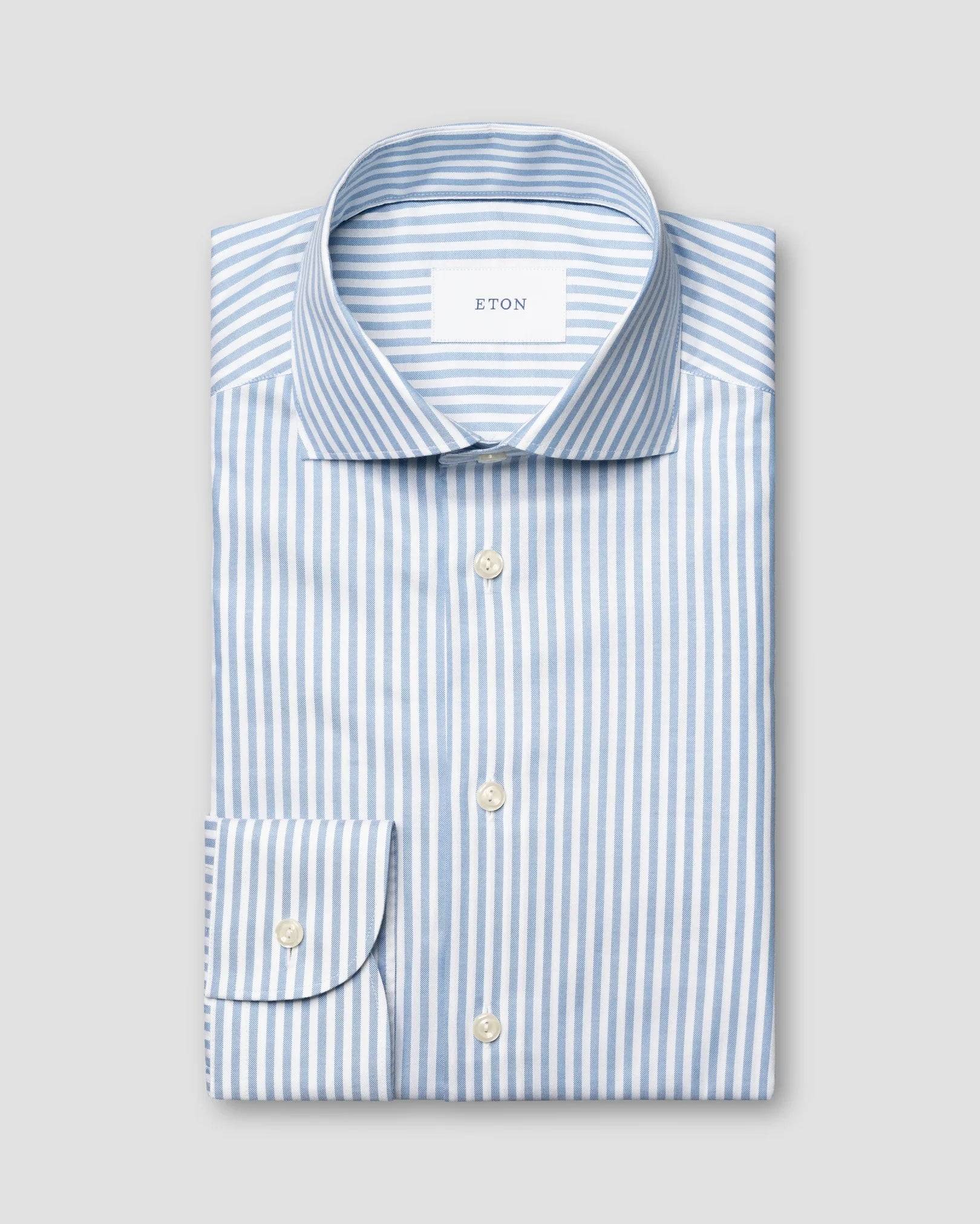STRIPED SIGNATURE OXFORD SHIRT / CONTEMPORARY FIT - BROWN / 42