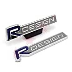 Exclusive-Customz R DESIGN Frontgrill + bakre bagageutrymme baklucka emblem dekal logo klistermärke blå grill lämplig för Volvo C30 V40 V50 V60 V70 V90 S40 S50 S60 S90 XC60 XC60 XC90 passar alla