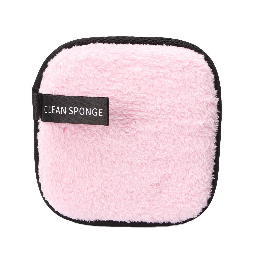 1 st mikrofiberduksdynor sminkborttagningsmedel puff ansiktsrengöring handduk återanvändbar rengöringsmedel kosmetisk remover puff sminkverktyg - Rosa