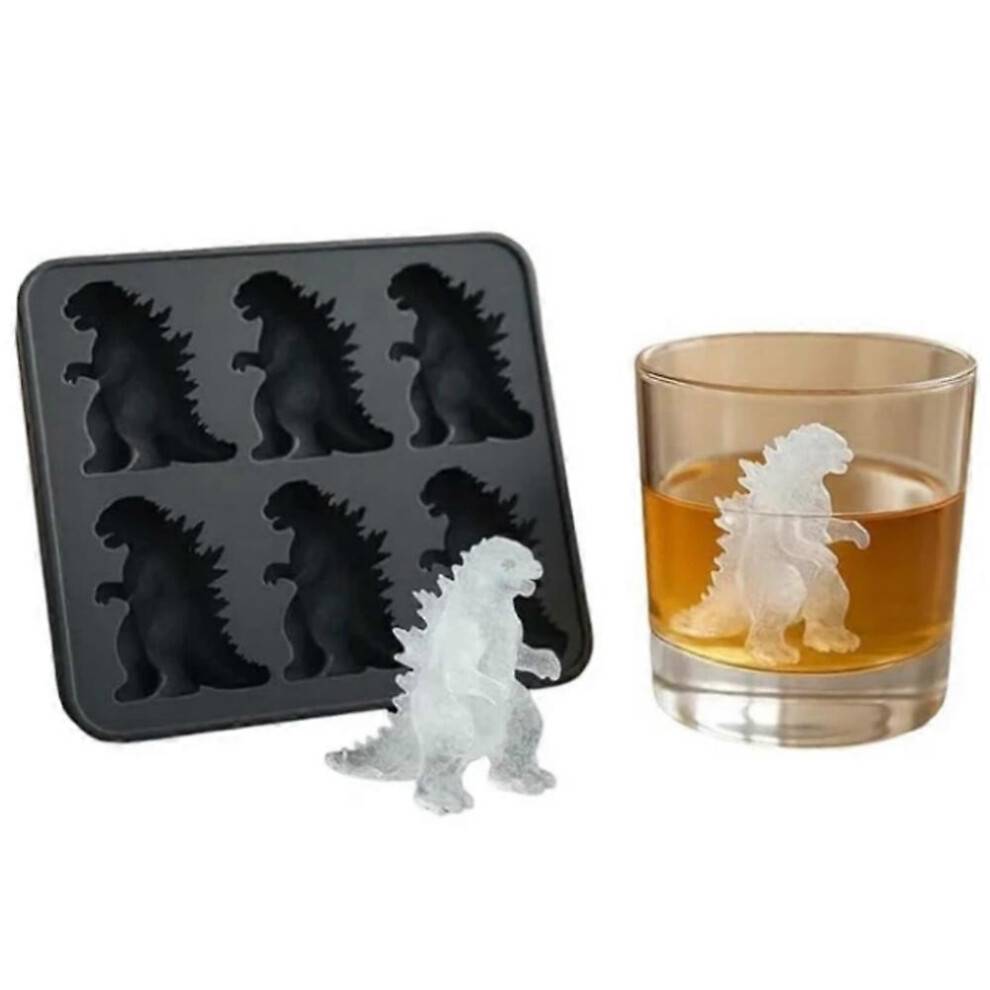 (Green) Dinosaur Ice Cube Mold,Freezer Safe Ice Cube Maker for Summer Drinks,6 Cavity
