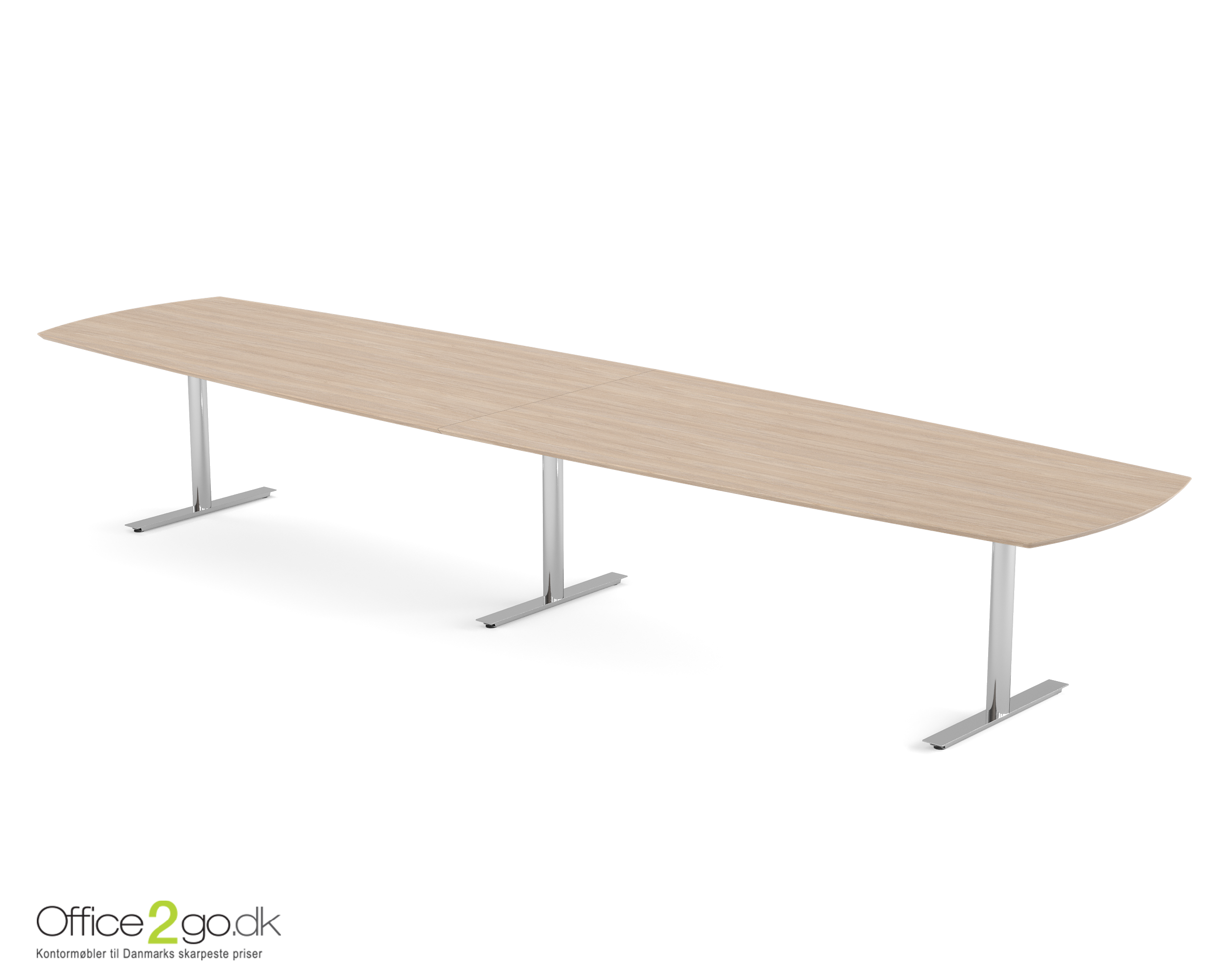Inline mødebord (tøndeformet bordplade) - 440 cm - Krom