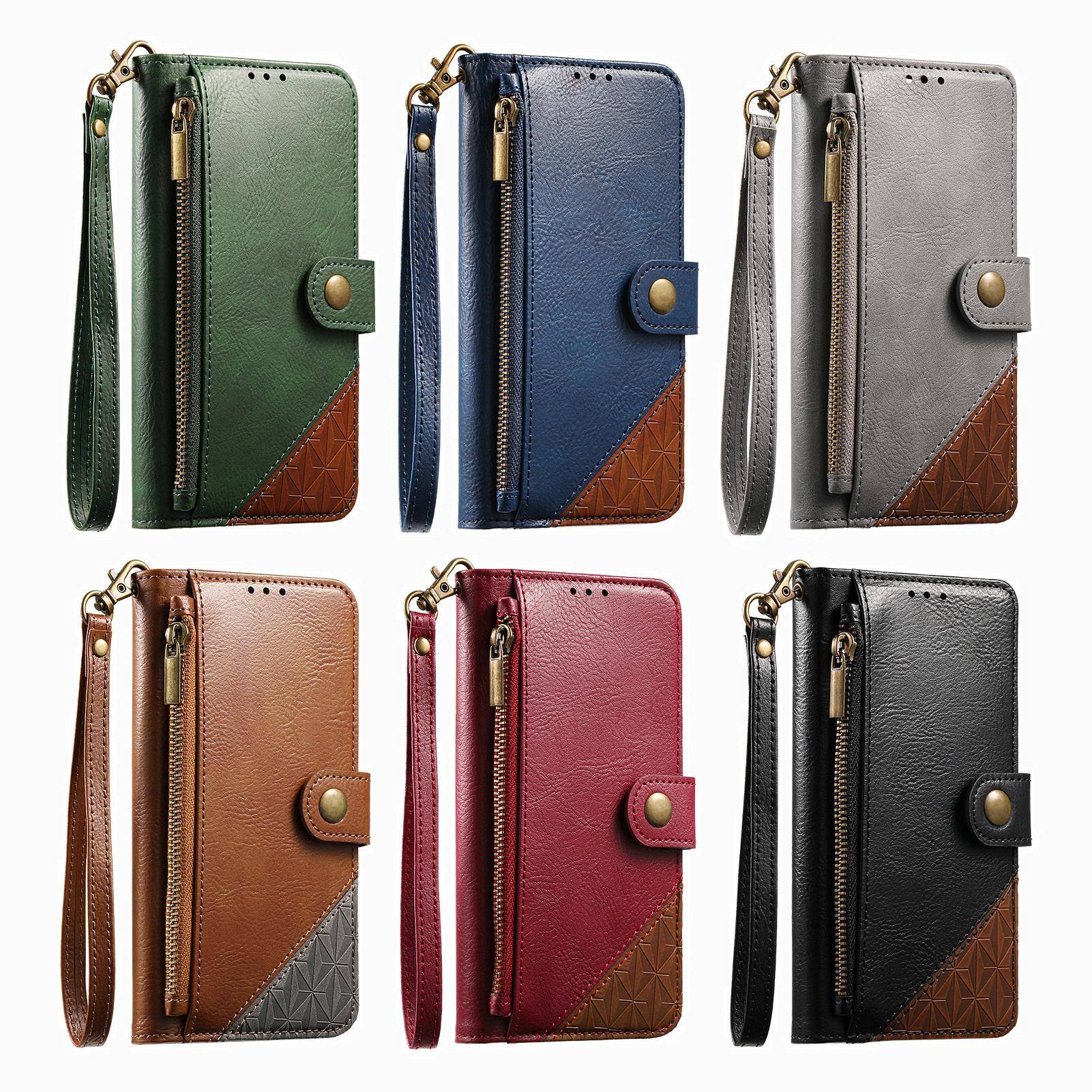 Läderplånbok Fodral med lock för Motorola Moto G05 G15 Power G75 G85 G56 G86 G57 G67 G77 5G Fodral Avtagbart Armband
