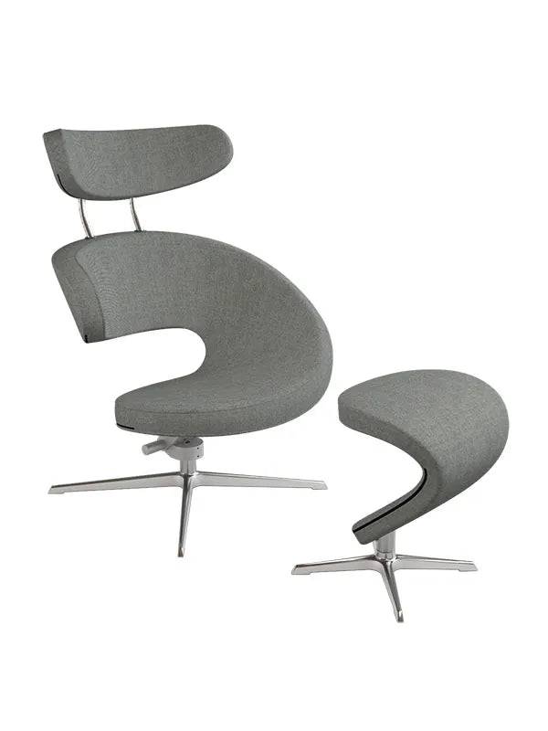 Peel™ Lænestol, venstre fra Variér Black white HAL126 / Inklusiv skammel - Jacobsen Plus