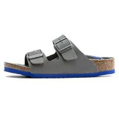 Birkenstock Arizona Sandal Grå Med Camoprint Og Blå Sål (Medium-bred)