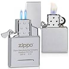 Zippo borstat krom-set – butane, dubbel flamma, stormtändare, påfyllningsbar, i högkvalitativ presentförpackning