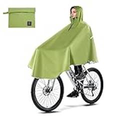 LAMA Cykelponcho, cykelkappa vattentät regnrock jacka capes lätt återanvändbar cykling regnponcho för cykling pojkar flickor män kvinnor vuxna, Matcha, XL-XXL