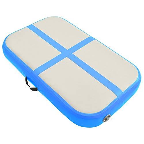 pedkit Uppblåsbar gymnastikmatta med pump, fitnessmatta med luftpump, gymnastikmatta, airtrack, fitness för hemmet, utomhus, yoga 60 x 100 x 10 cm PVC blå