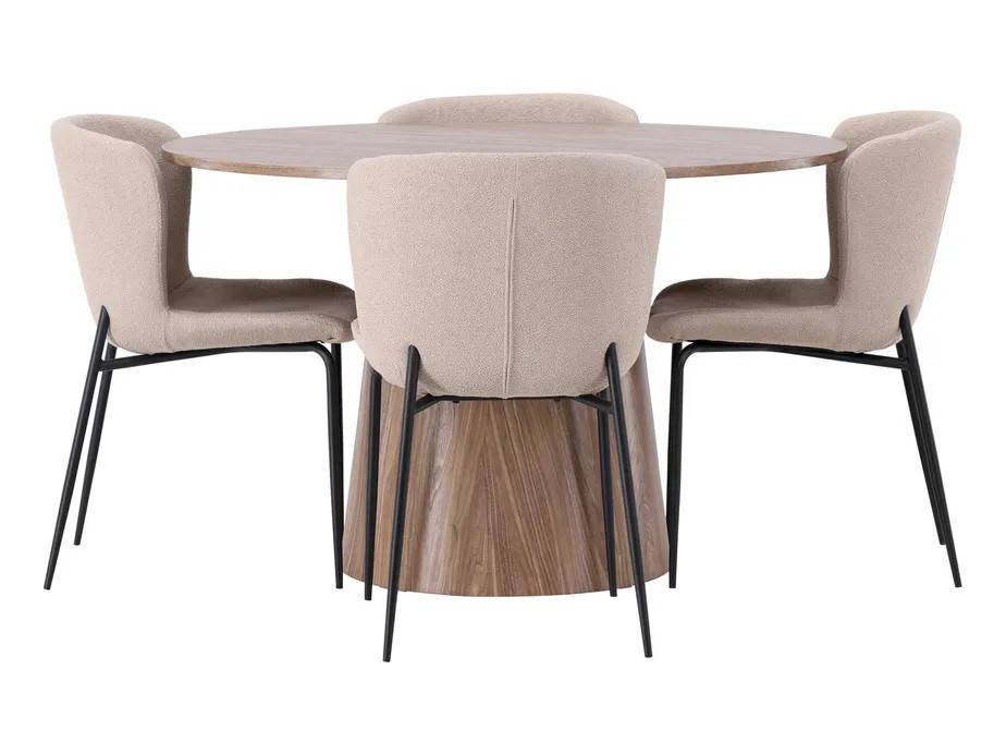 Venture Design Lanzo & Modesto spisegruppe Beige/natur 4 stole og borde 120 cm