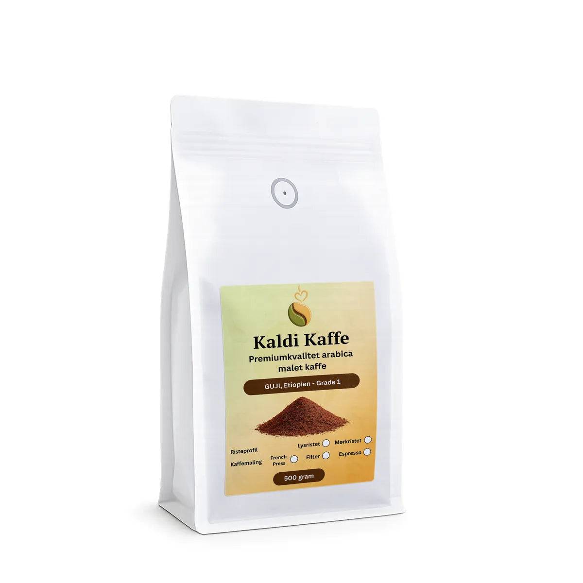 GUJI Etiopien Malet Kaffe - 100% Arabica - Grade 1 - Lysristet / 500g / Filter