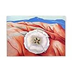 Oljemålningar-Georgia O‘Keeffe-'Röda kullar och vit blomma II'-Berömda konstverk affisch och tryck-Canvas väggkonst bilder för vardagsrumsdekor 90x135(35x53in)Ramlös