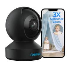 Reolink 5MP PTZ WLAN Überwachungskamera Innen, 2,4/5 GHz WiFi Baby Monitor mit Mensch/Haustiererkennung, Auto-Tracking, 3X Optischem Zoom, Indoor Kamera für Ältere Kids, 2-Wege-Audio, E1 Zoom, Schwarz