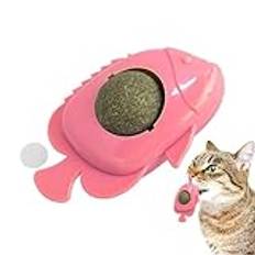 Cat Nip Ball, Cat Nip Balls - 360° roterande katt kattmynta väggkula slicker rengöringständer,Fiskformade naturliga hälsosamma leksaker med kattmynta för säng, soffa, dörr, vägg, fönster