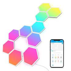 Govee Glide Hexa LED-ljuspaneler, WiFi RGBIC, hexagon-vägglampor, kan styras via Alexa och Google Assistant, gör-det-själv-design, musiksynkronisering, appstyrning, för gaming och dekoration, 10 LED-paneler