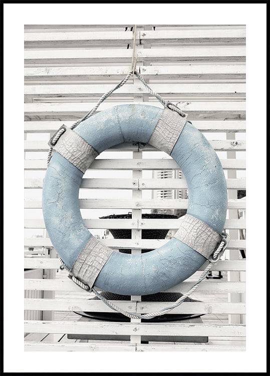Retro Blue Lifebuoy Poster (70x100cm) - Plakater > Vintage Posters