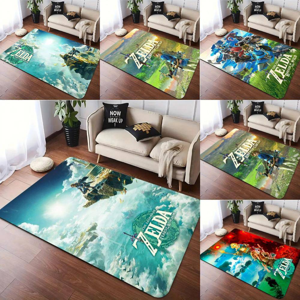 Z-Zeldas Hyrule Spel Inspirerad Matta för Vardagsrum Soffa Dekoration Sovrum Mjuk Golvmatta Balkong Lounge Halkfri Matta Gåva