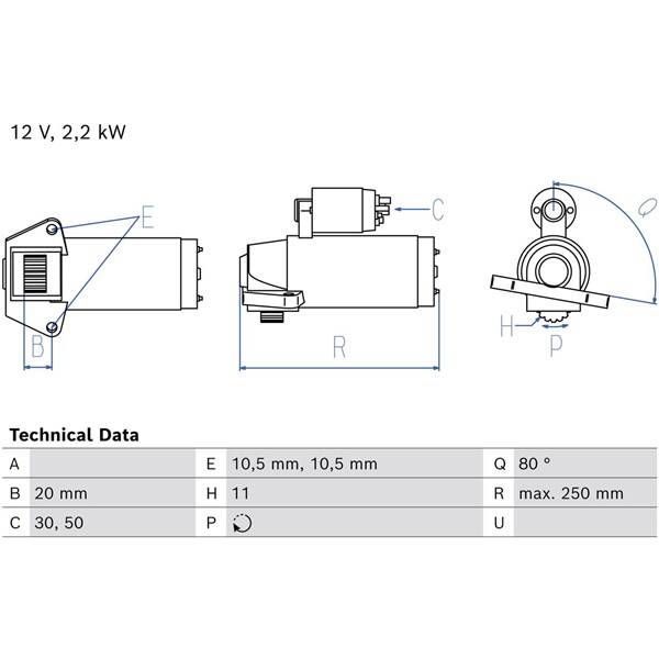 Startmotor 12V BOSCH - ford - OE 2120265, 2225623, 2359606