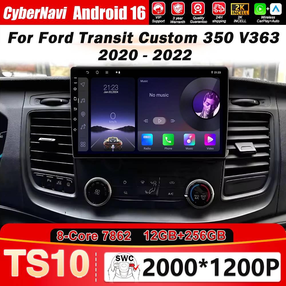 Android Auto Radio Navigation GPS For Ford Transit Custom 350 Transit V363 2020 - 2022 Multimedia Video Player NO 2din Head Unit
