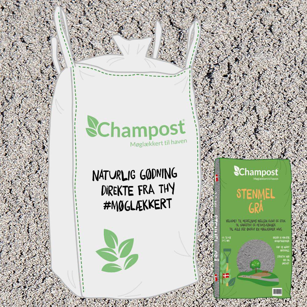 Champost stenmel grå 1 ton bigbag.