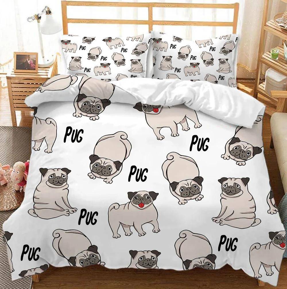 Corgi Hund Kung Drottning Påslakan Gul Tecknad Valp Sängkläder Set för Barn Pojkar Flickor Kawaii Husdjur Djur Rosa 2/3 st Täcke 173x218cm 2pcs