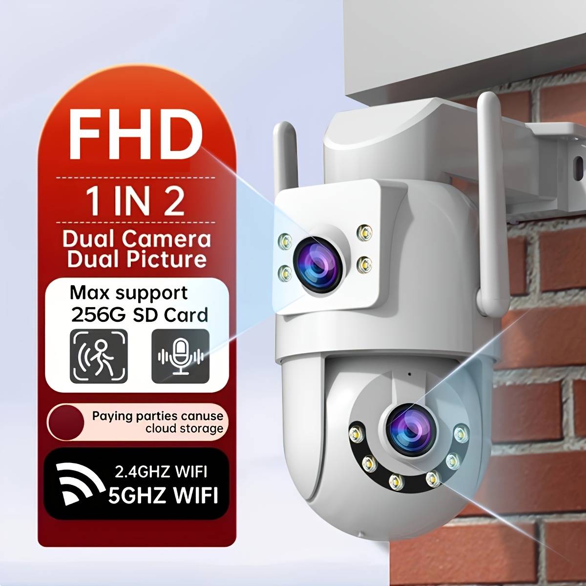 Jooan 3mp Outdoor Security Dual Lens 5g Monitoring Camera, 360 ° Panoramic Automatic Tracking, Voice Intercom, Ipx6, Night Vision, Leaving No Blind Spots To Of Elderly Pets