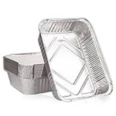 Gtwinsone 20-pack aluminiumfoliebrickor med lock, 1 000 ml tennfolie brickor behållare, medelstora engångsfoliebrickor för bakning BBQ takeaway kock frys, förvaring, folie matbehållare (21,5 x 16 x 5