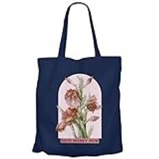 Fabulous Tote Bag shoppingväska i canvas - skicka pengar nu humor zoomers collage botanisk natur blommor vintage, Färg: blå, Taille unique