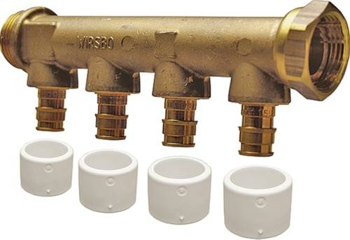Uponor Fordelerrør Q&E 3/4" 2x15 mm afzinkningsfri messing