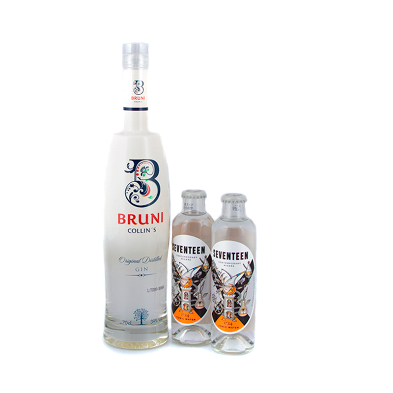 Bruni Collin's Gin 39% 70 cl. m/2 fl. 1724 Tonic.
