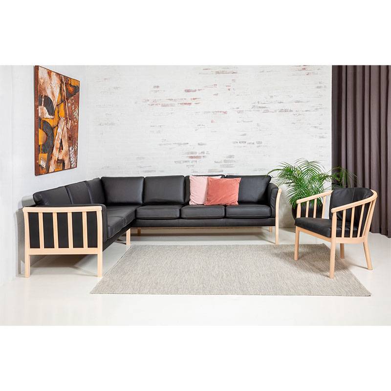 Denver LUX hjørnesofa m/tremmegavle - stof/læder.