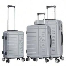 LeeCooper European Brand French Design ABS 20+24+28 Inch 3 Pieces Travel Luggage Set, Expandable Large Capacity, Quiet Wheels, Security Lock, Waterpro - Silver