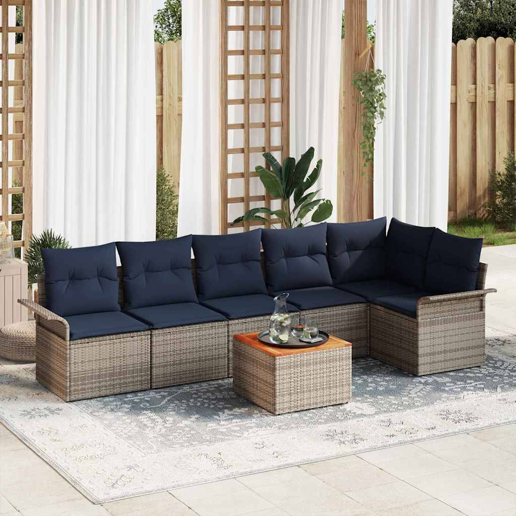 Havesofa Sæt 7 stk. Grå polyrattan