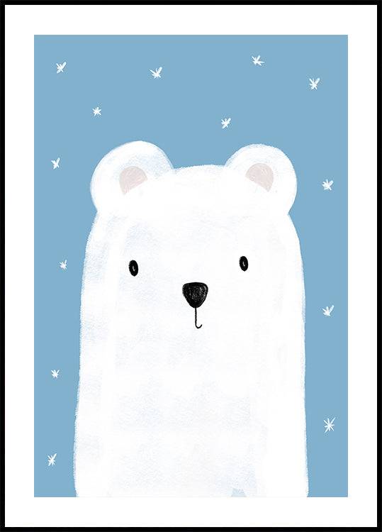 Polar Bear Dreams Poster (100x140cm) - Plakater > Djur Posters, Barnväggskonst, Illustrationsposters, Vinter Posters