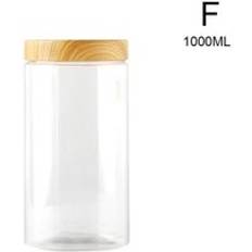 Bred mun tom genomskinlig plastflaska med trälock behållare kök mat förvaring flaska mutter kakburk - 1000ml