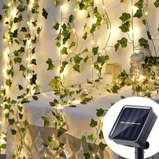 50/100 LED soldrivna konstgjorda murgröna-ljusslingor, solcellsljusslingor, 8 lägen, IP65 vattentät, för utomhusträdgård, vägg, balkong, staket, träd, - Multifärgad (10 meter 100 LED (solcellslampor),5 meter 50 LED (solcellslampor),2 meter 20LED (solcellslampa))
