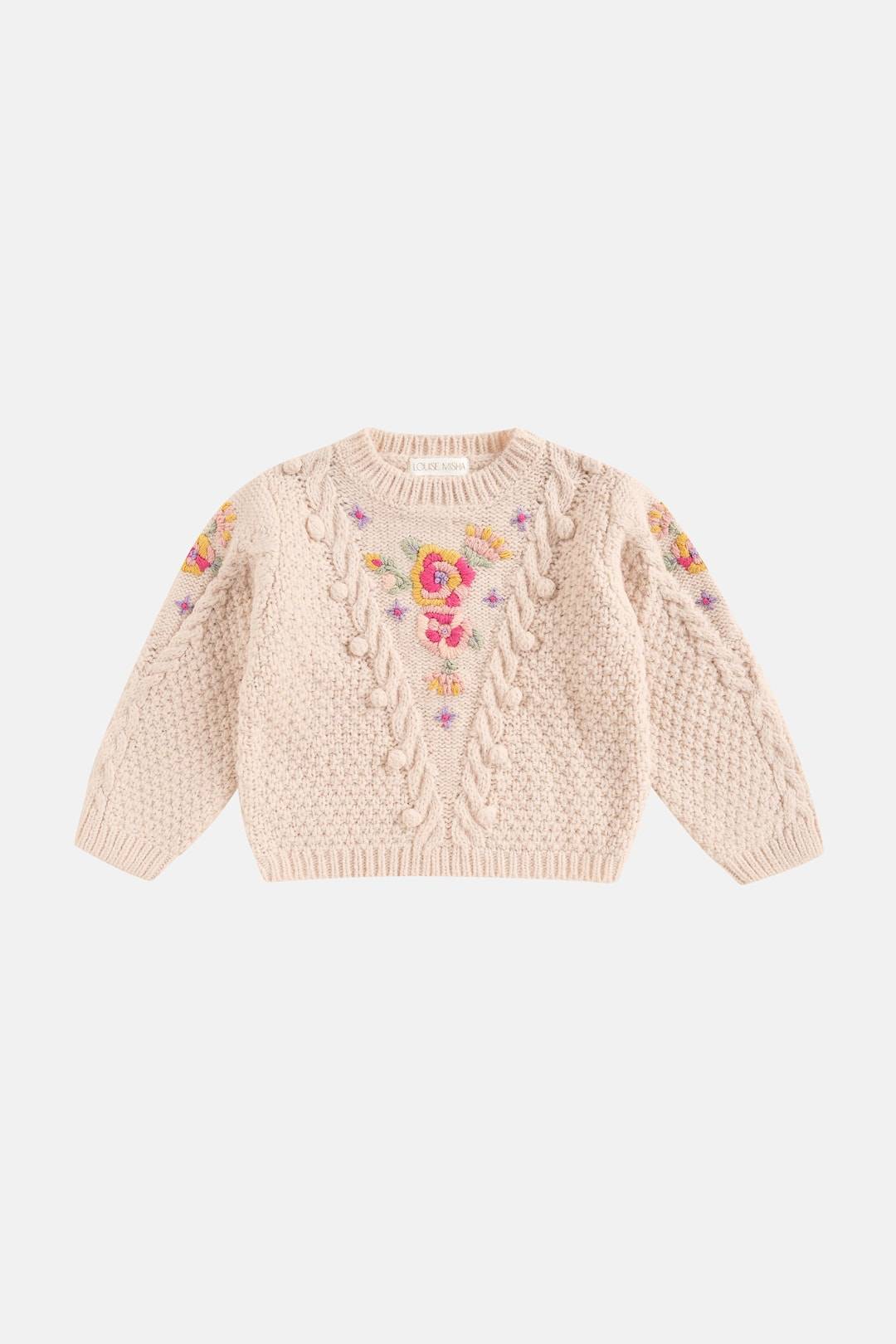 Louise Misha Acila Stickad Tröja Cream Cream-7 Y Krämfärgad 7 år Flickor