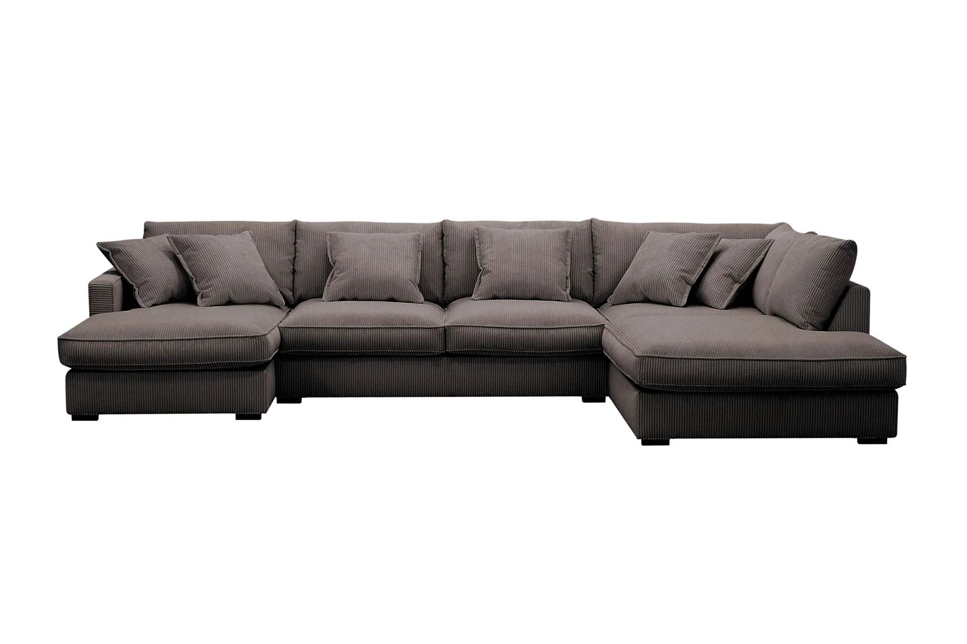 Rossita Lyx 5-sits Vänstervänd U-formad Extra djup Soffa med Divan och Schäslong i Manchester - Brun U-soffa Scandinavian Choice